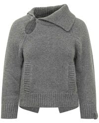 Victoria Beckham - Wool Sweater With Asymmetrical Collar - Lyst