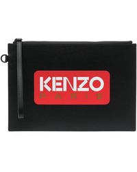 KENZO - Leather Wallet With Logo Patch - Lyst