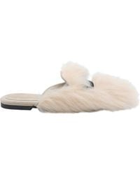 Dolce & Gabbana - Dolce & Gabbana Shearling And Suede Slippers - Lyst