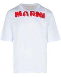 Marni - Cotton T-Shirt With Maxi Print - Lyst