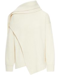 Jil Sander - Fine Wool Sweater With Wrap Scarf Details - Lyst