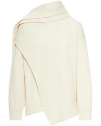 Jil Sander - Fine Wool Sweater With Wrap Scarf Details - Lyst