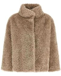 Herno - Curled Shearling Effect Coat - Lyst