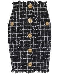 Balmain - Tweed Midi Skirt - Lyst