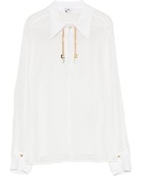 Elisabetta Franchi - Georgette Shirt With Jewel Logos - Lyst