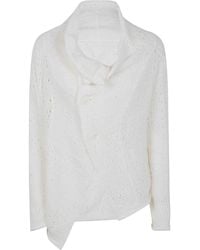 Y's Yohji Yamamoto - Off-Neck Cropped Button Cardigan - Lyst
