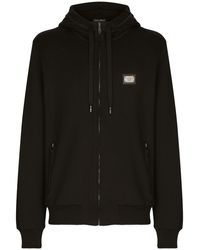 Dolce & Gabbana - Cotton Hoodie With Logo Plaque - Lyst
