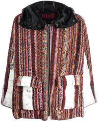 VITELLI - Vertical Stripe Wool Hooded Jacket - Lyst
