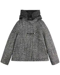 Fay - Short Wool-Blend Coat With Quilted Hood - Lyst