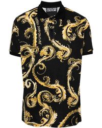 Versace Jeans Couture - Cotton Polo Shirt With Baroque Print - Lyst