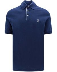 Brunello Cucinelli - Cotton Polo Shirt With Logo Print - Lyst