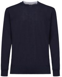 Eleventy - Wool And Silk Crew Neck Sweater - Lyst