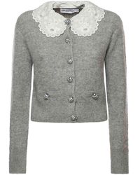 Self-Portrait - Cardigan With Lace Collar - Lyst