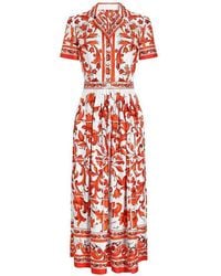 Dolce & Gabbana - Maiolica Print Silk Maxi Dress - Lyst