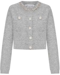 Self-Portrait - Cardigan With Crystal Finishing - Lyst