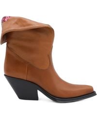 Chloé - Azelan Semi-Gloss Leather Ankle Boots - Lyst