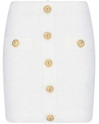 Balmain - Mini Button Skirt - Lyst