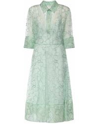 Genny - Silk Organza Dress With Orchid Embroidery - Lyst