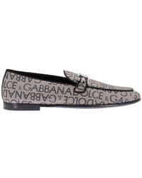 Dolce & Gabbana - Loafers With All-Over Lettering Logo Print - Lyst