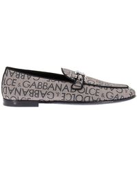 Dolce & Gabbana - Loafers With All-over Lettering Logo Print - Lyst