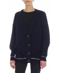See By Chloé - Overfit Cardigan With Golden Lamé Insert - Lyst