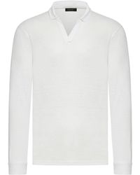 Nome - Long-Sleeved Linen Polo Shirt Without Buttons - Lyst