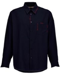 Marni - Cool Wool Shirt With Contrast Stitching - Lyst