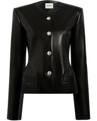 KHAITE - Nara Leather Single-Breasted Collarless Jacket - Lyst