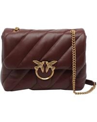 Pinko - Burgundy Love Classic Puffer Shoulder Bag - Lyst