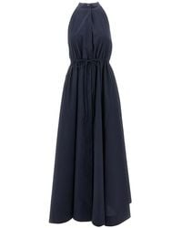 Emporio Armani - Cotton Midi Halter Dress Sleeveless Drawstring - Lyst