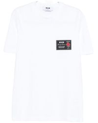 MSGM - Cotton T-Shirt With Front Printed Logo - Lyst