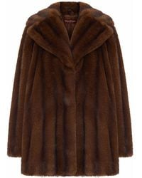 Max Mara - Eco Fur Coat With Revers Collar - Lyst