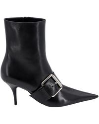 Balenciaga - Leather Ankle Boots With Maxi Buckle - Lyst