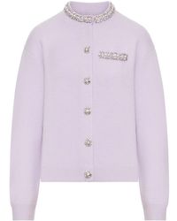 Self-Portrait - Cardigan With Crystal Finishes - Lyst