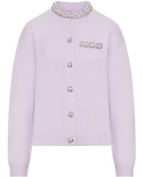 Self-Portrait - Cardigan With Crystal Finishes - Lyst