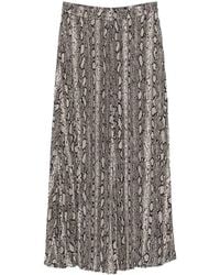 Michael Kors - Maxi Pleated Snake-Print Skirt - Lyst