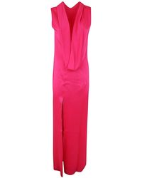 Versace - Shiny Satin Long Dress - Lyst