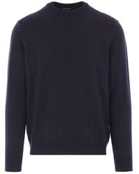 Giorgio Armani - Pull En Laine À Motif De Chevrons - Lyst