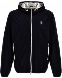 Brunello Cucinelli - Logo Embroidery Hooded Jacket - Lyst