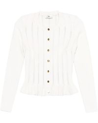 Elisabetta Franchi - Ribbed Buttoned Cardigan - Lyst