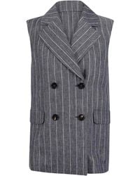 Max Mara - Double-Breasted Pinstriped Vest - Lyst