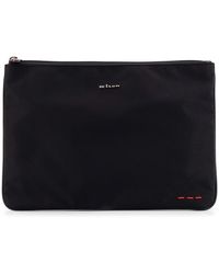 Kiton - Nylon Clutch Bags With Metal Lettering Logo - Lyst