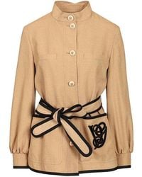 Valentino Garavani - Embroidered Twill Jacket With Belt - Lyst