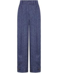Giorgio Armani - Printed Silk Trousers With Pleats - Lyst