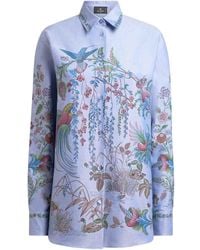Etro - Long Sleeve Collared Floral Print Shirt - Lyst