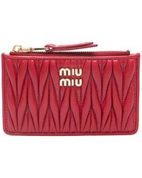 Miu Miu - Logo-plaque Matelasse Leather Wallet - Lyst