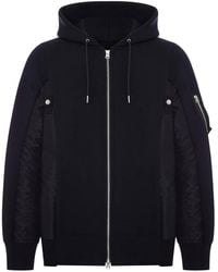 Sacai - Cotton And Nylon Zip-Up Hoodie - Lyst