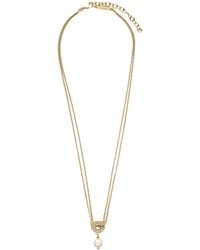 Ferragamo - Gancini Pearl And Crystals Necklace - Lyst