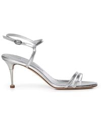 Manolo Blahnik - Metallic Strappy Sandals - Lyst