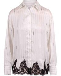 ERMANNO FIRENZE - Pinstriped Shirt With Lace - Lyst
